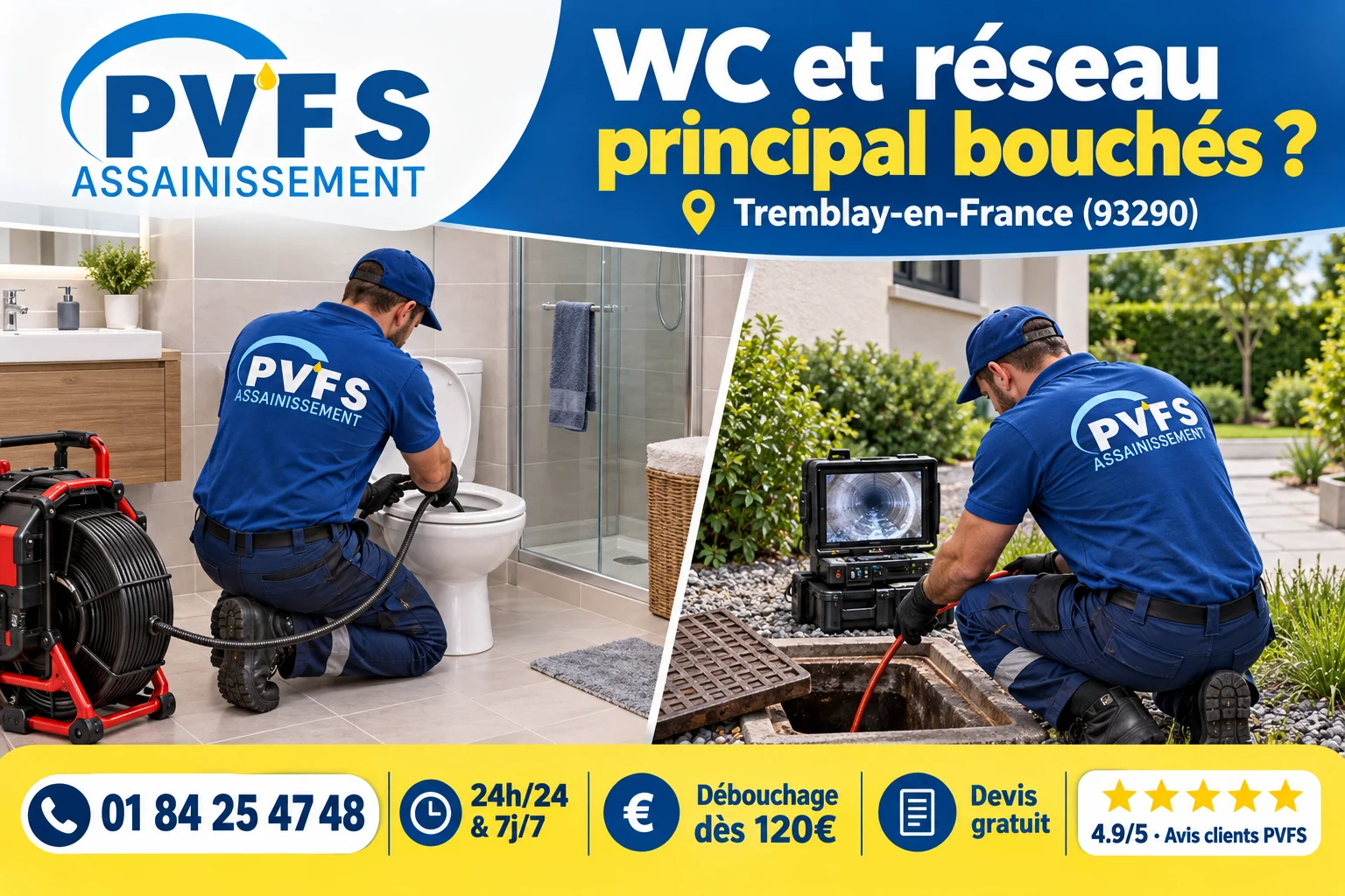 Illustration PVFS : sanitaires et réseau d’évacuation à Tremblay-en-France